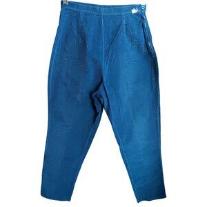 sz 10 Vintage Capris Corduroy High-Waisted Pants Side Zipper Rockabilly Marylin